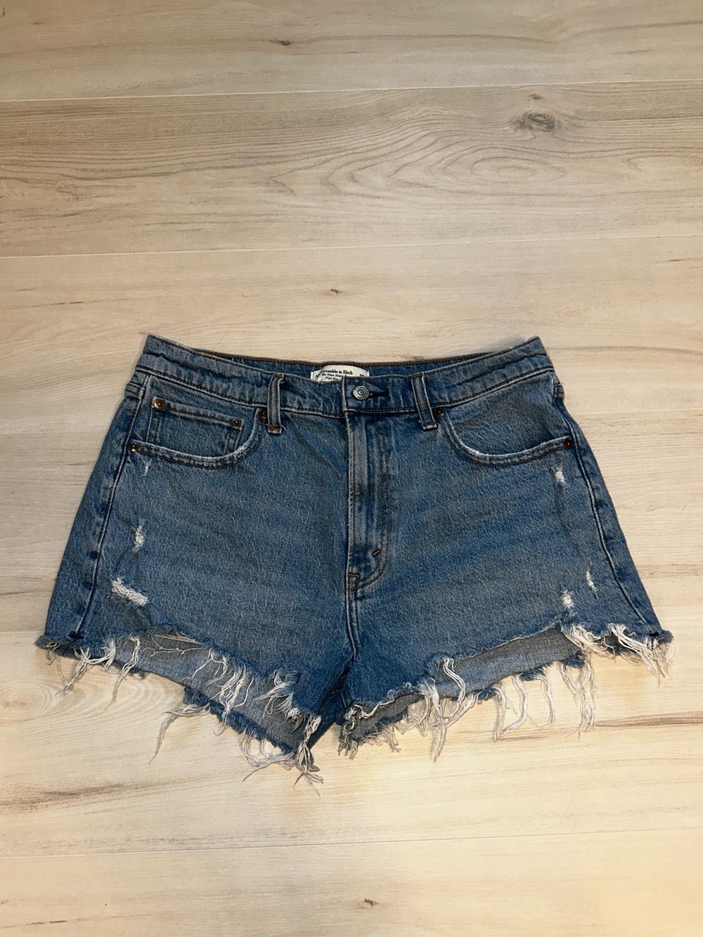 Abercrombie & Fitch Distressed Blue Denim Jean Shorts